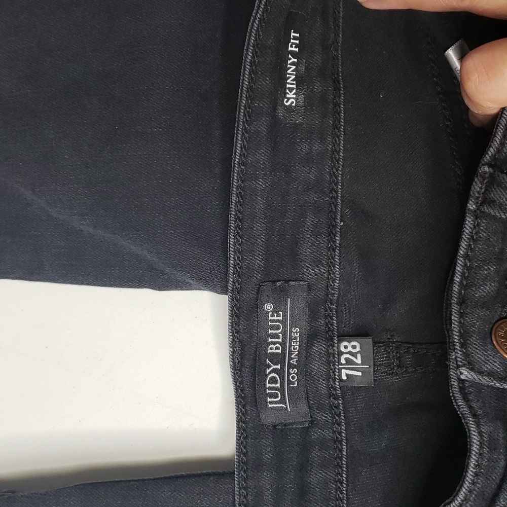 Judy Blue High Rise Skinny Stretch Distressed Black Jeans Size 28 Punk Grunge - Picture 8 of 16